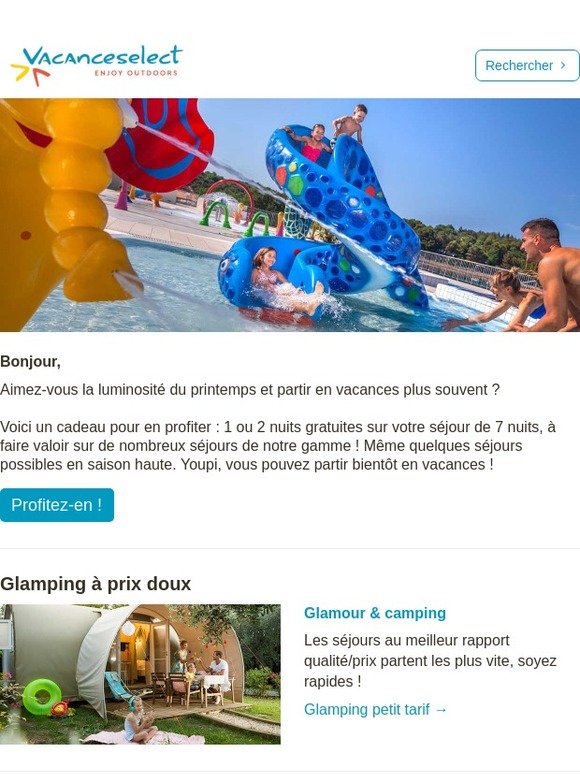 2 nuits gratuites sur votre séjour d'une semaine