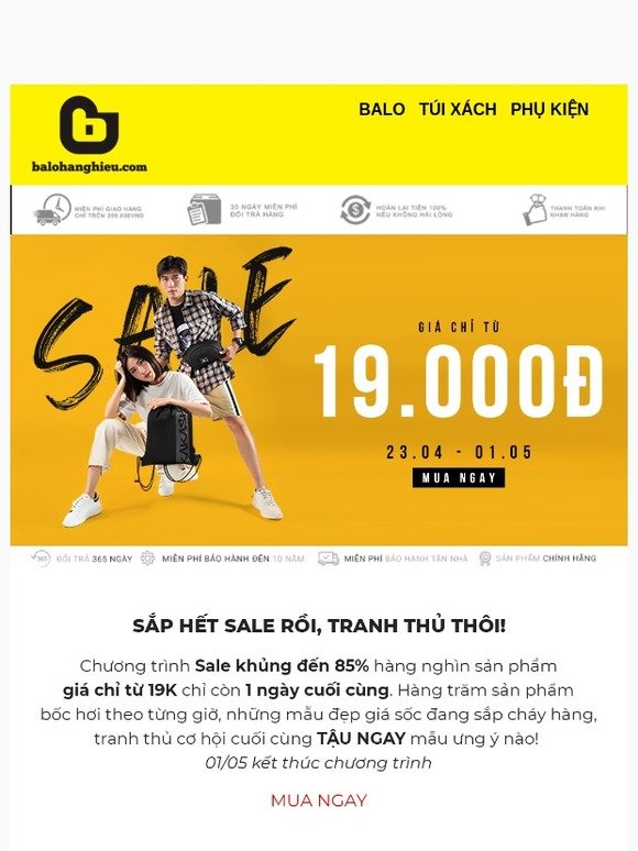[HOT] Chỉ Còn 1 Ngày Để Săn Balo/Phụ Kiện Chỉ Từ 19K!!!