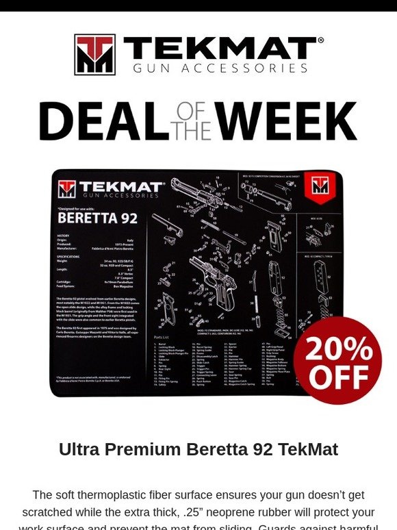 Tekmat Cutaway Ultra Premium Rifle Cleaning Mat TekMat created the original  printed cleaning and maintenance mat and with the new Ultra line of Premium  TekMats, you get the same quality and durability