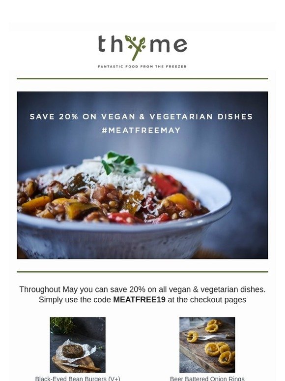 Meat Free May, save 20%