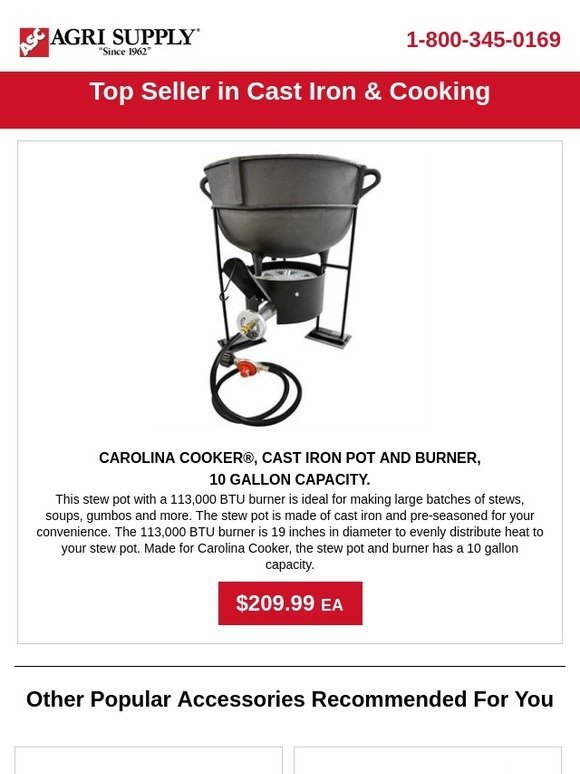 Carolina Cooker Pre-Seasoned Stew Pot, 10 Gallons