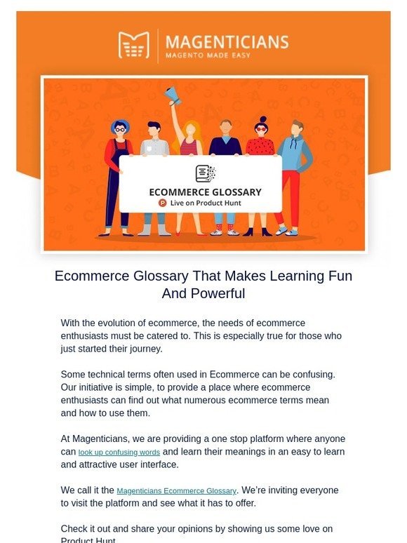 Our Ecommercce Glossary Just Got Hunted On Product Hunt!