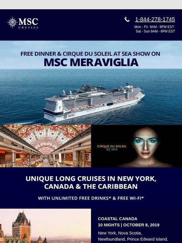 MSC Cruises Experience MSC Meraviglia on a cruise from New York to