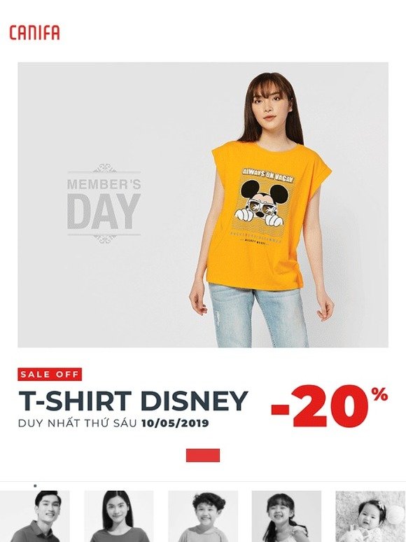 Member's Day - Ưu đãi 20% T-shirt Disney