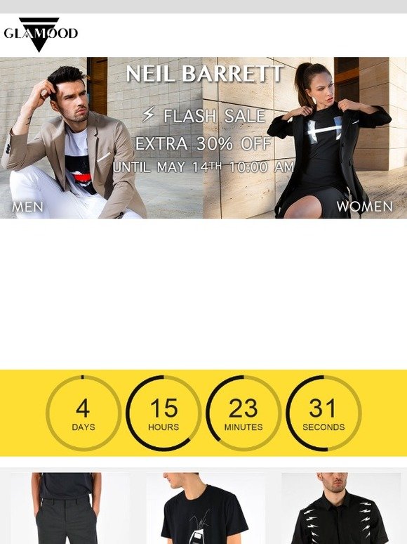 ⚡ NEIL BARRETT FLASH SALE: Extra 30% Off on all the items already discounted up to 65%