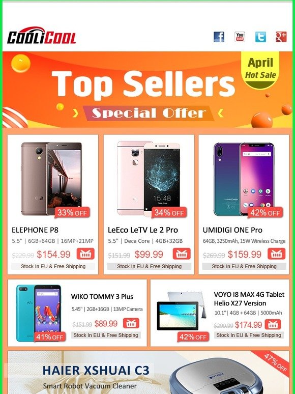April Top Seller Specials, Hot Smartphone Up To 60% OFF!