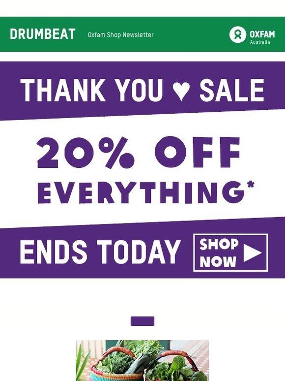 20% off everything! Thank you sale ends today ⏰