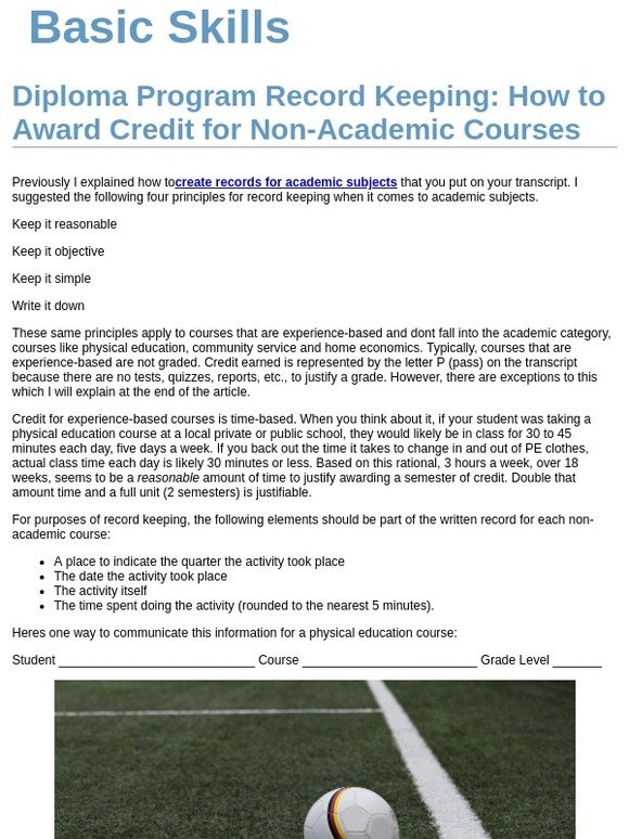 Diploma Program Record Keeping: How to Award Credit for Non-Academic Courses