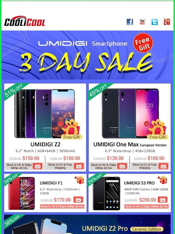 UMIDIGI Final Sale! Price Cut For 72Hrs & Free Gift