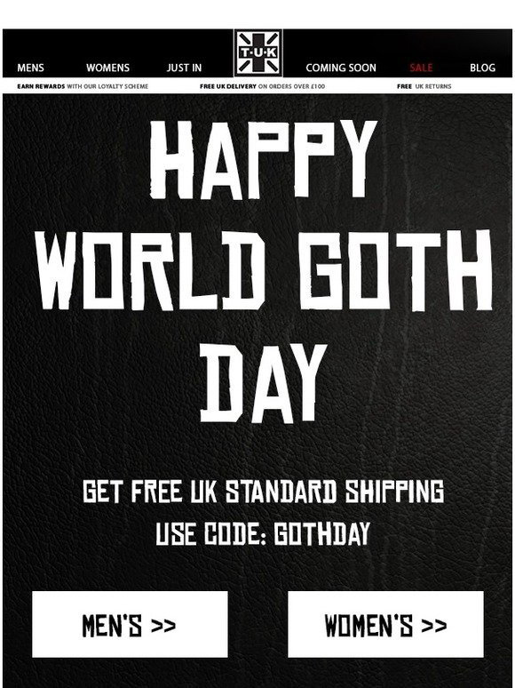 Tukshoes Co Uk Free Uk Shipping On World Goth Day Milled