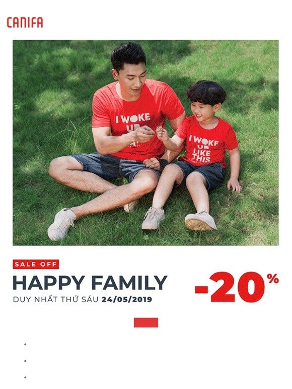 Happy Family - Ưu đãi 20% áo phông gia đình
