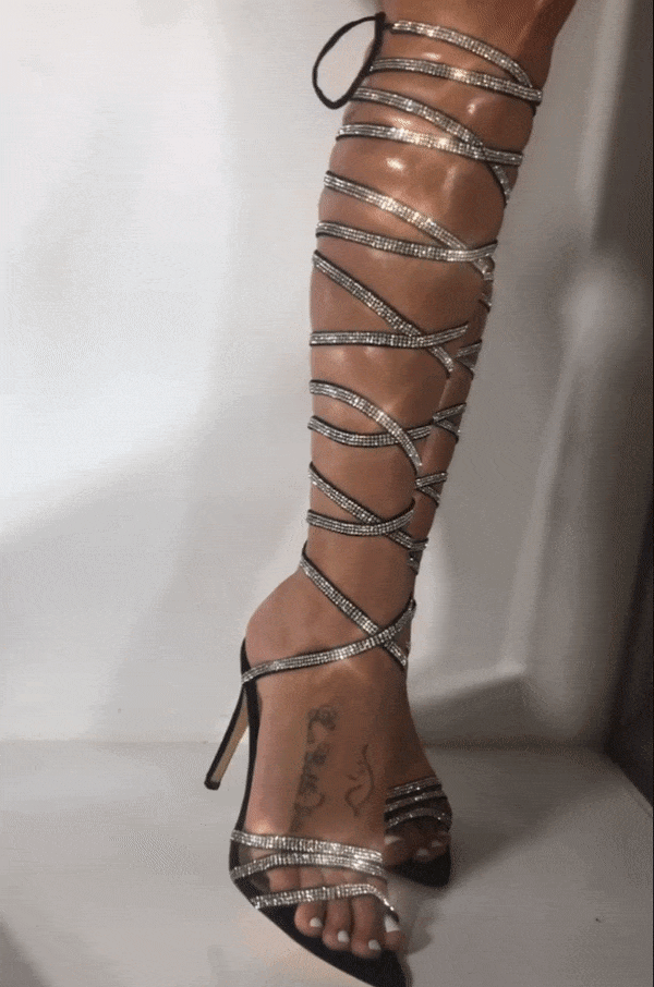 diamond wrapped strappy heels