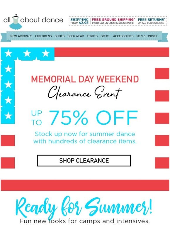 Memorial Day Clearance Starts Now! Up to 75% Off
