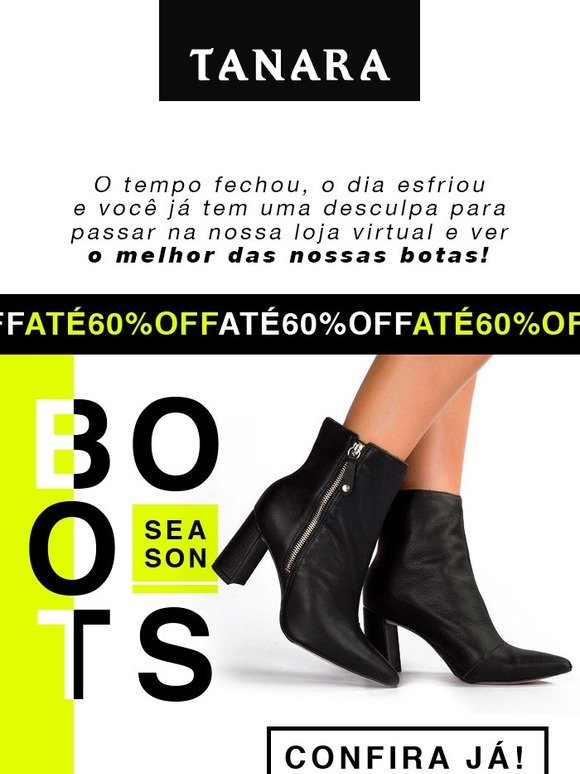 Tanara Brasil: Aproveite a temporada de botas com até 60% de desconto! |  Milled