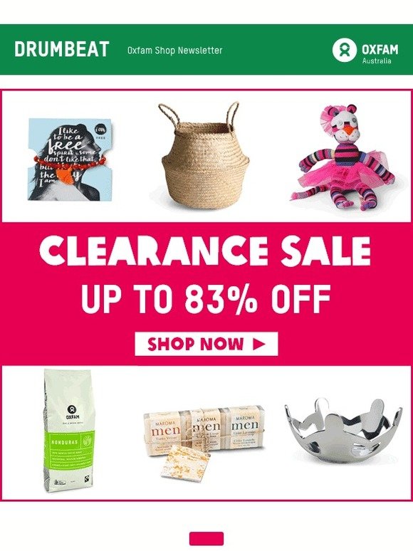 Up to 83% off! Our clearance sale is selling out