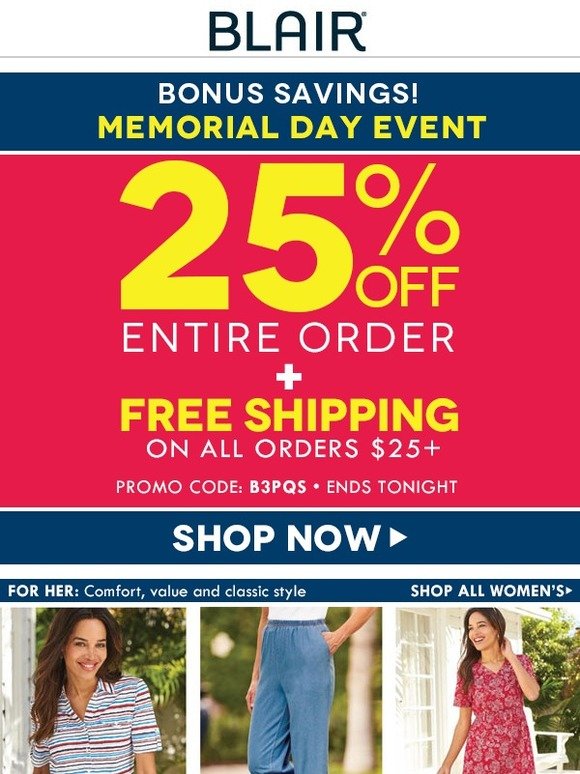 Blair 25 OFF! Bonus You get FREE shipping! Milled