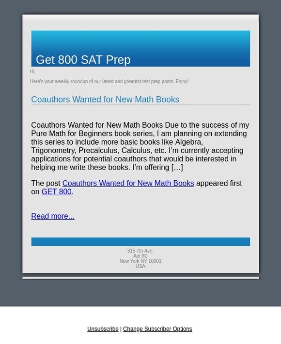 Coauthors Wanted for New Math Books