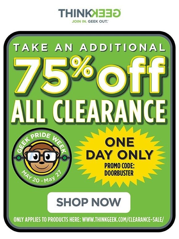 75% Off Clearance - LIVE NOW