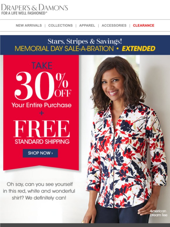 Draper's & Damon's Sale Extended! 30 Off + Free Shipping Milled