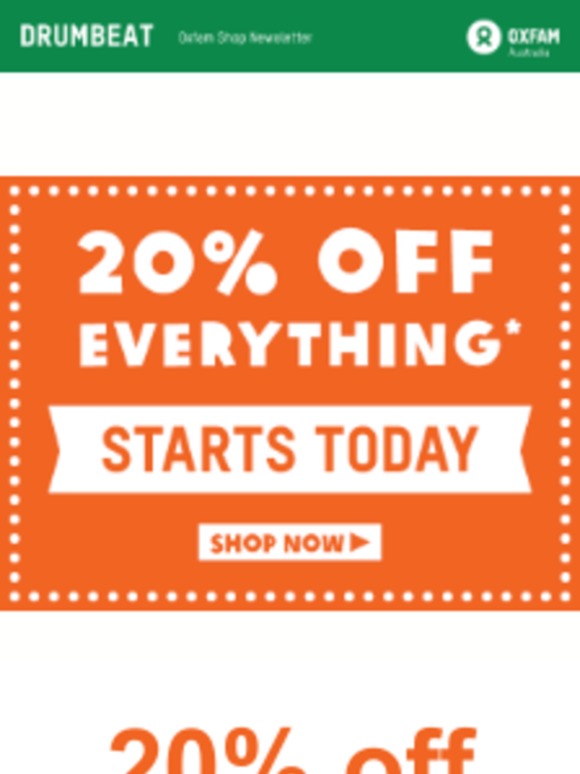 20% off everything! Starts today 🙌