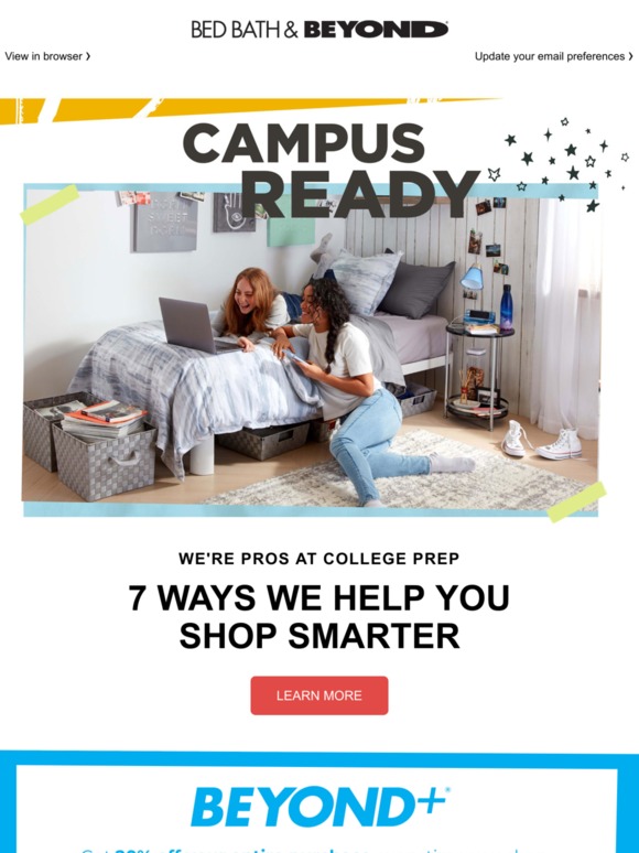 Bed Bath & Beyond Grade A 🤓services to help you ace dorm life in