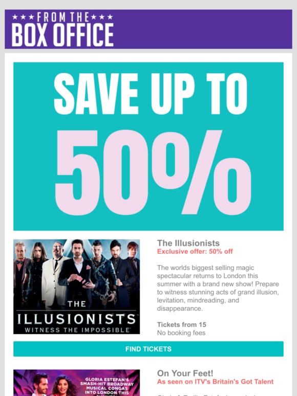 Spring into summer with 50% off theatre tickets