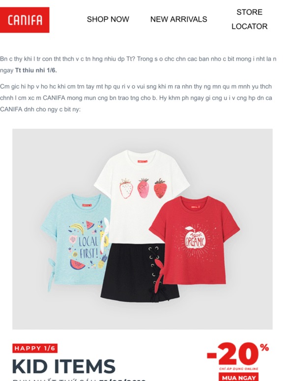 🎈🎁🎈 Ưu đãi 20% sản phẩm Kids khi mua hàng online - Member's day