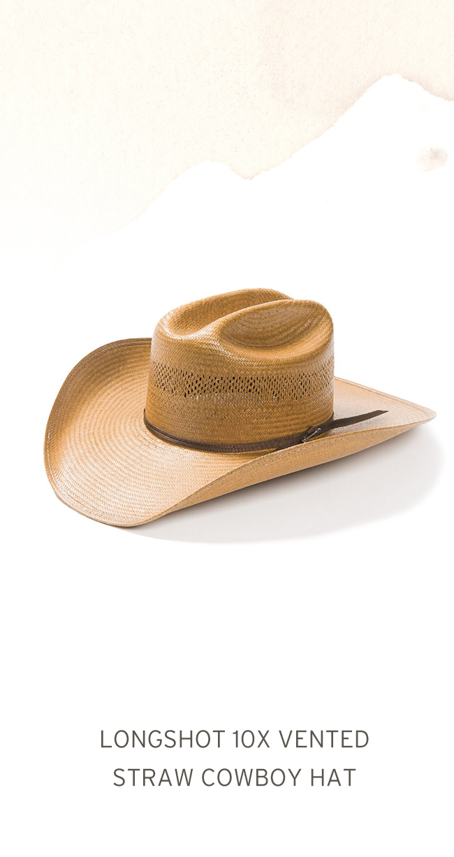 longshot 10x vented straw cowboy hat
