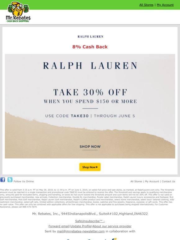 ralph lauren newsletter discount