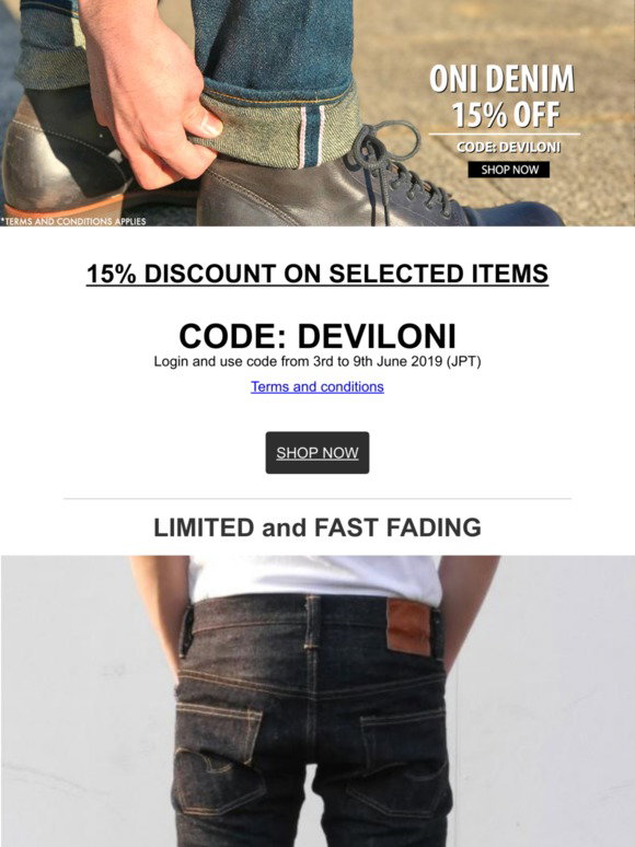 denimio.com: 15% OFF ONI DENIM | Milled