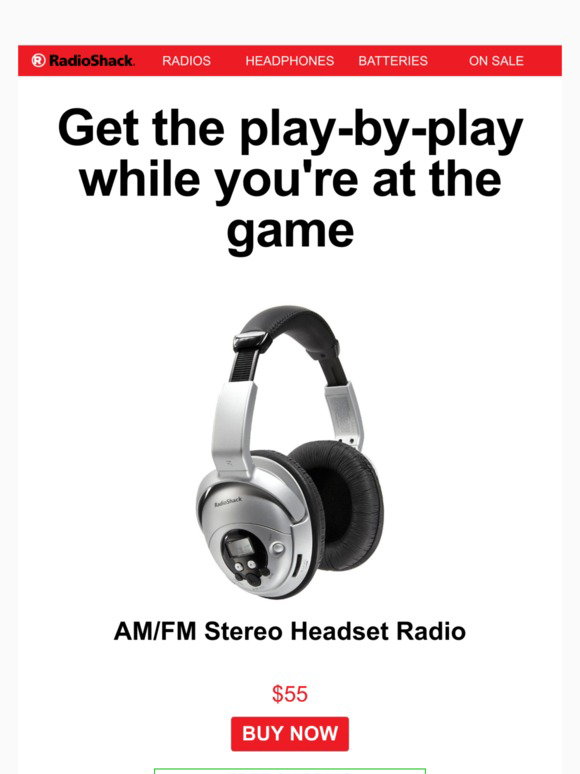 RadioShack AM/FM Stereo Headset Radios Milled
