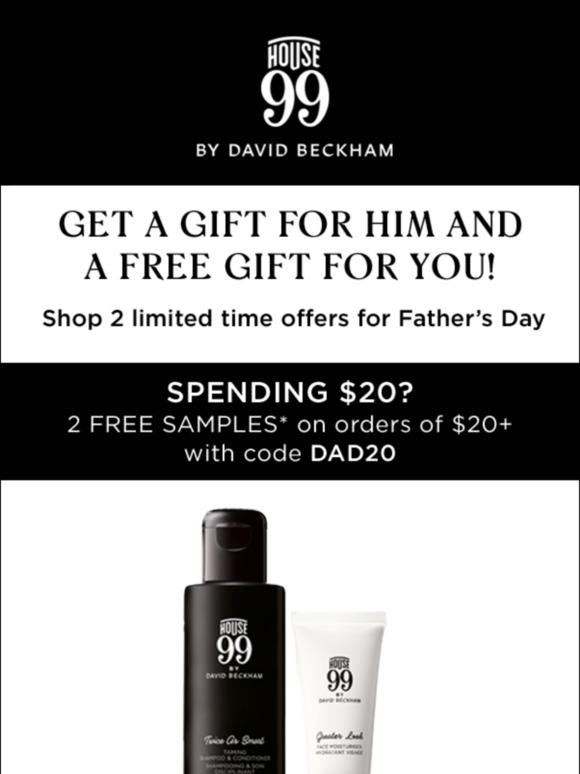 Up to 5 Free Samples + Dopp Kit + Shipping with your Father's Day Order of $50+