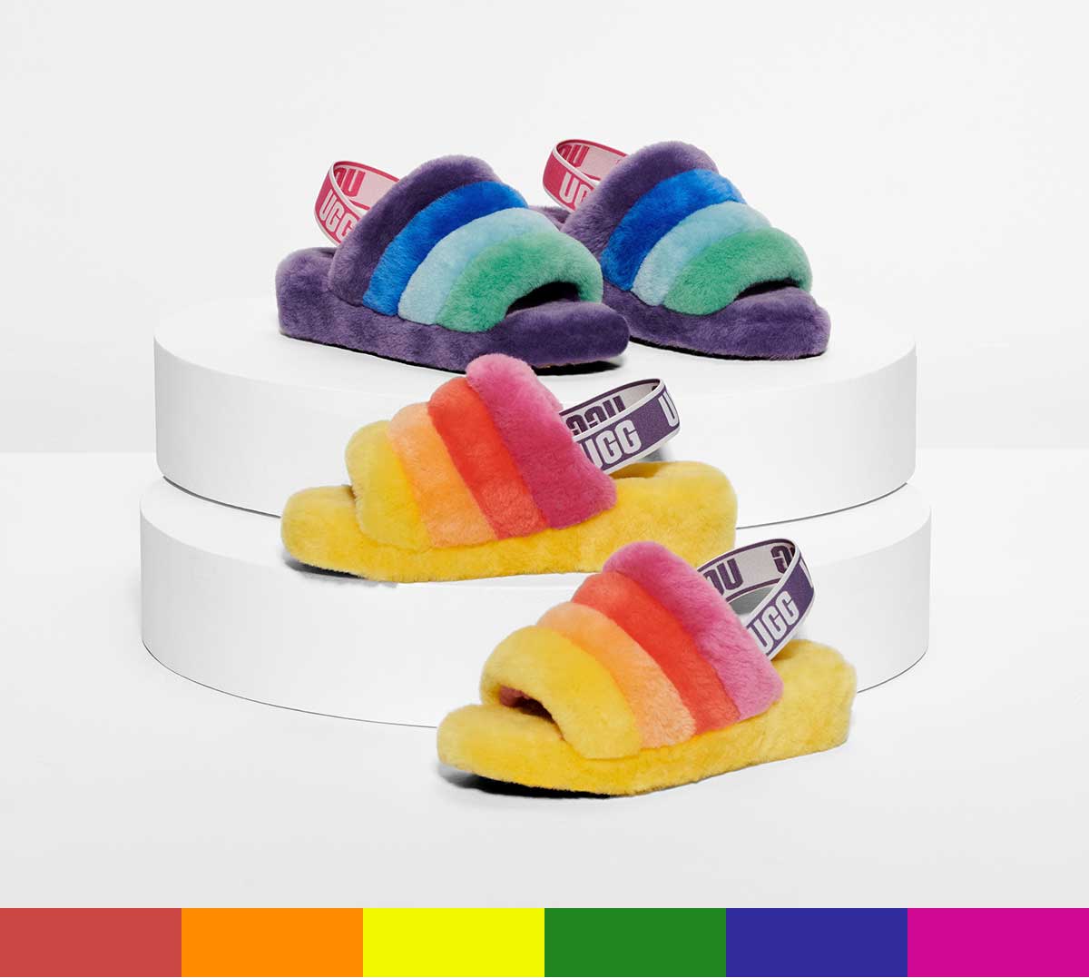 rainbow ugg slides