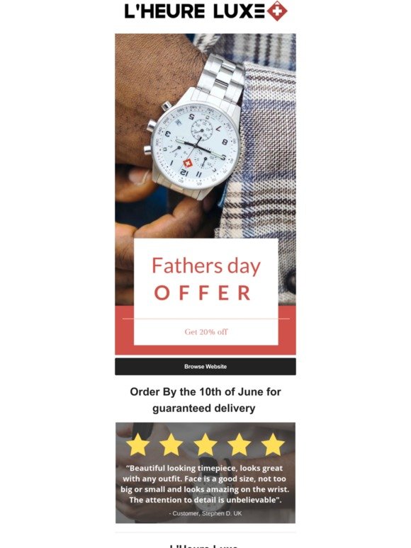 Massive offer with guaranteed Fathers Day delivery