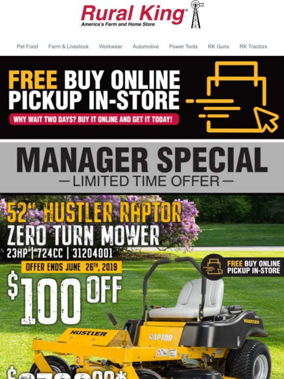 Rural LIMITED TIME Save on Hustler Zero Turn Mowers! Milled