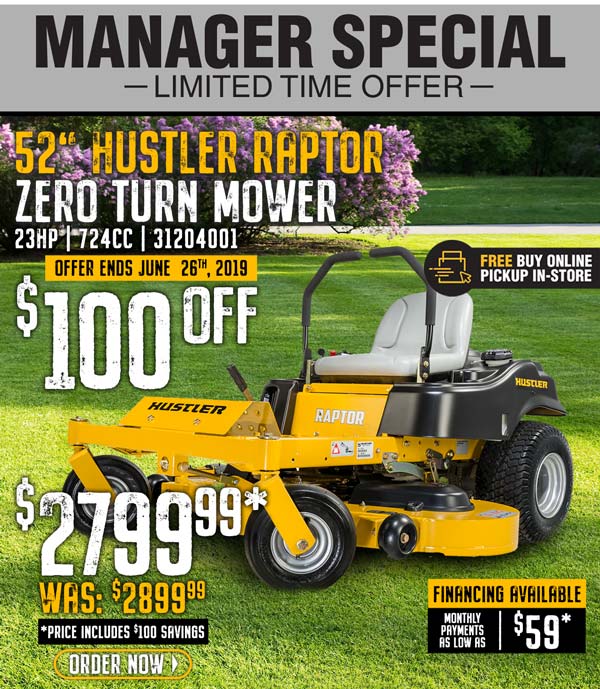 Rural LIMITED TIME Save on Hustler Zero Turn Mowers! Milled