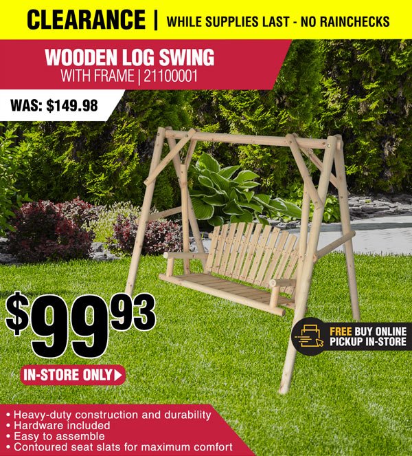 Rural King.com: CLEARANCE | Wooden Log Swing Only $99.93! | Milled