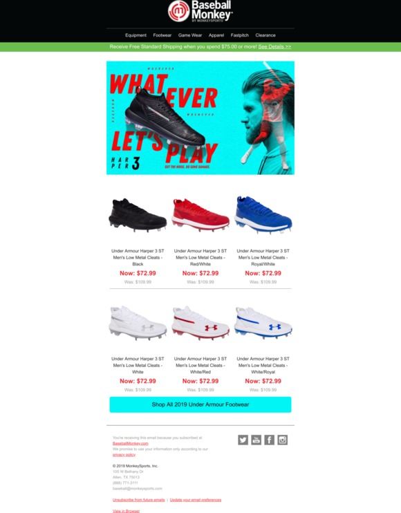 under armour men's harper 3 metal baseball cleats