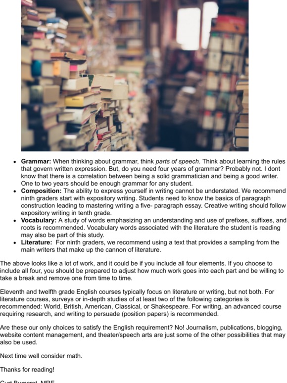 Diploma Program Course Content: English