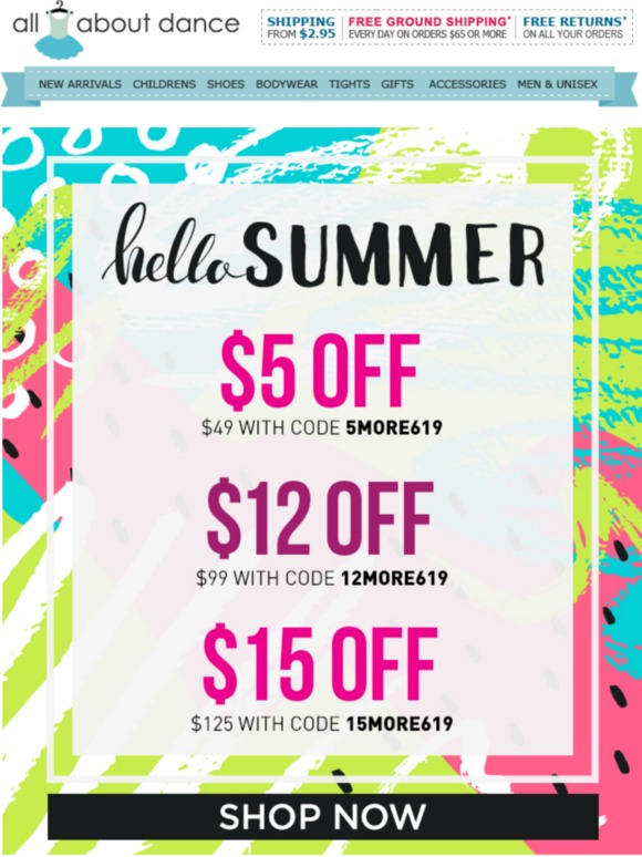 Hello Summer! Get $15 Off New Dancewear