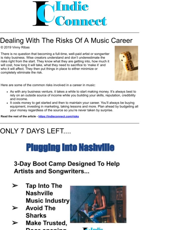 Dealing With Risk, Expediting Your Career, Impress Your Fans and More...