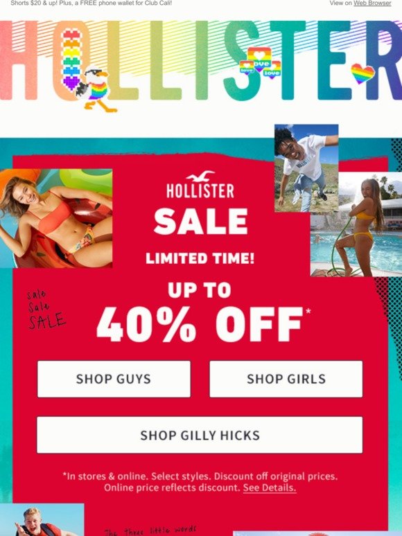 Hollister: Up to 40% off Hollister Sale 