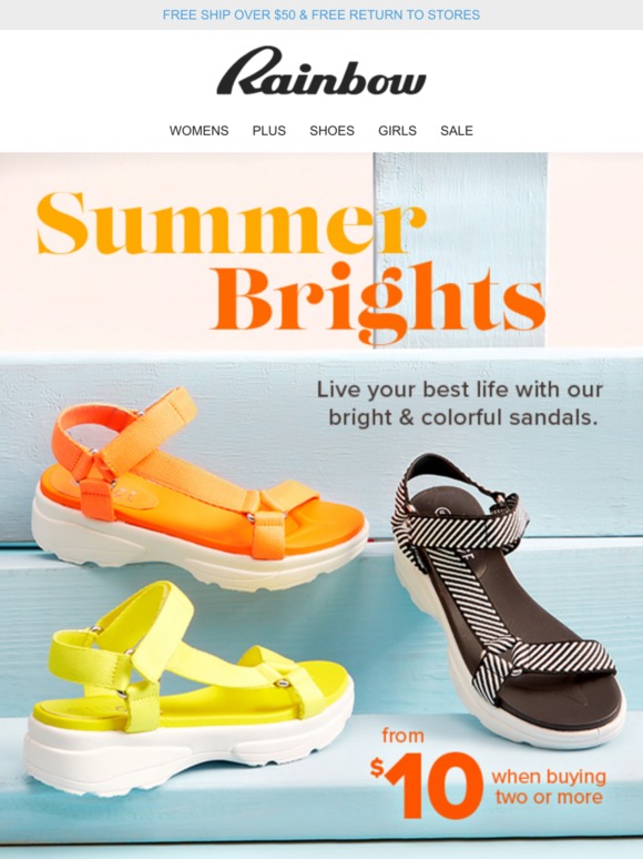 Rainbow Shops: We ❤ these $10 sandals! ? And so will YOU! | Milled