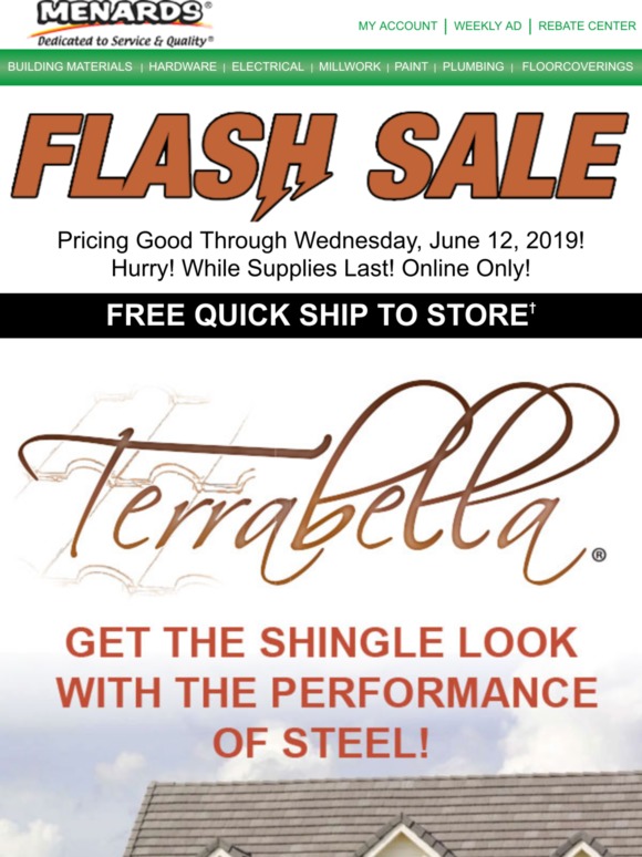 Menards Flash Sale Shingle Look + Steel Performance Milled