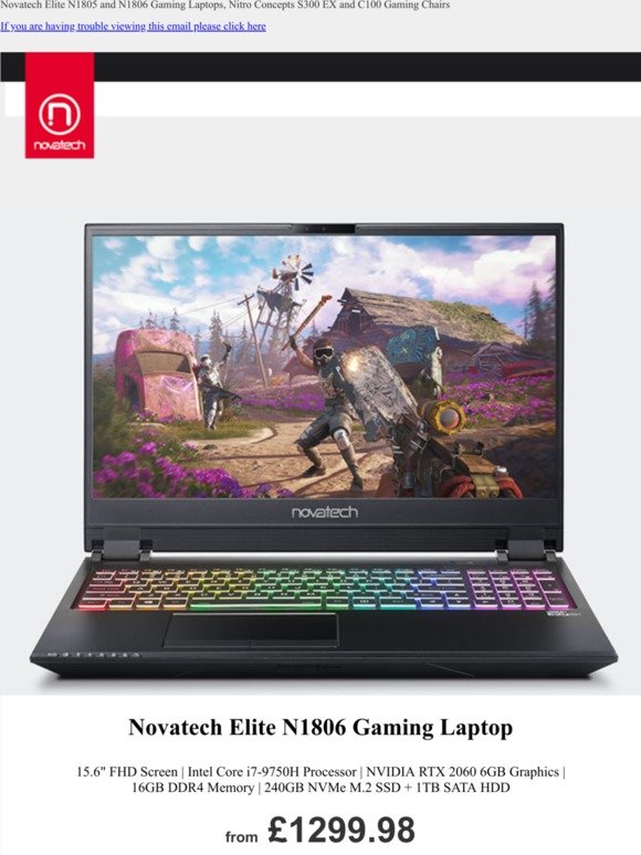 Brand New Elite Gaming Laptops and New Nitro Concepts Gaming Chairs