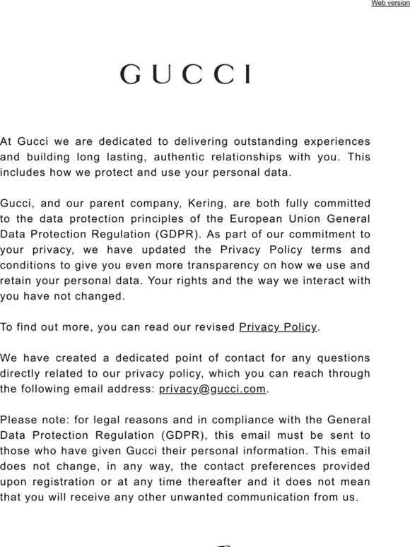 Gucci UK: Privacy Policy update | Milled