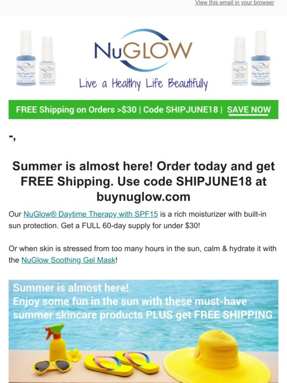 NuGlow Must-Have Summer Skincare PLUS Free Shipping
