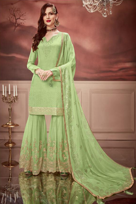 light green colour sharara suit