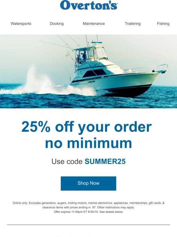 Overton's Save 25 On The Best Marine Equipment For Your Boat Milled