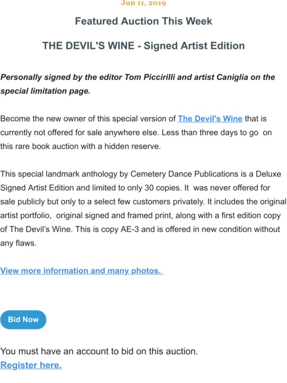 📕auction The Devil's Wine Signed Artist of only 30